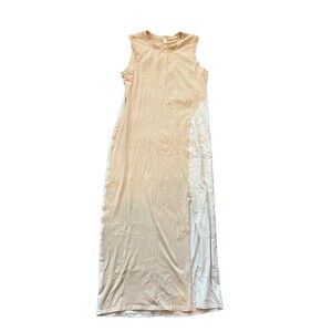 Lululemon Womens Ivory Sleeveless Crew Neck Pima Cotton LA Midi Dress Size 4